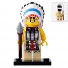 Tribal chief (with Feather Headdress Hat) Custom Minifigures Gift Toys New