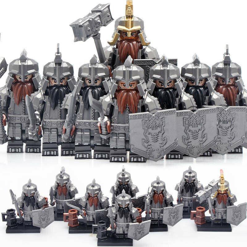 8Pcs/set Dwarves Warrior The Dwarf Army The Hobbit Lord Of The Rings Minifigures