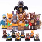 8pcs Cosplay Beaver Reindeer Dragon Kangaroo Parrot Tiger Mascot Minifigures Toy