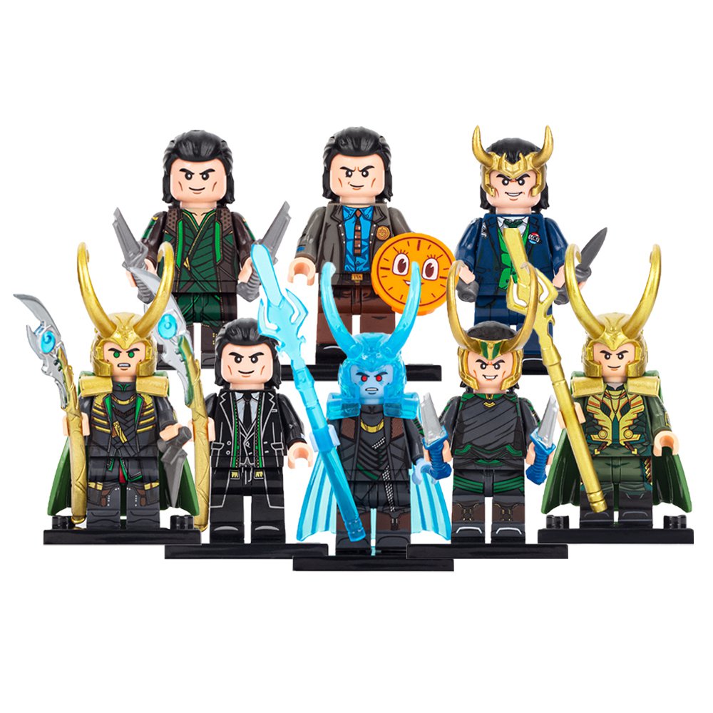 Collection 8pcs Loki with Helmet Tom Hiddleston Marvel Thor Minifigures Toys