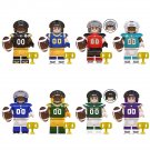 8pcs Rugby Football Players NFL Super Bowl Minifigures Giants Rams Steelers Jets