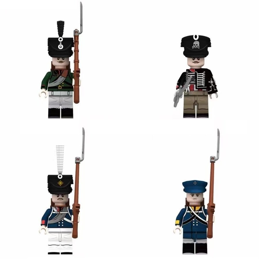 4pcs Napoleonic Wars Prussian Infantry Soldiers Minifigures Building Toys