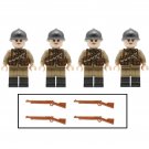 4pcs WW2 World War II 1940 French Soldiers Minifigures Weapons and Accessories