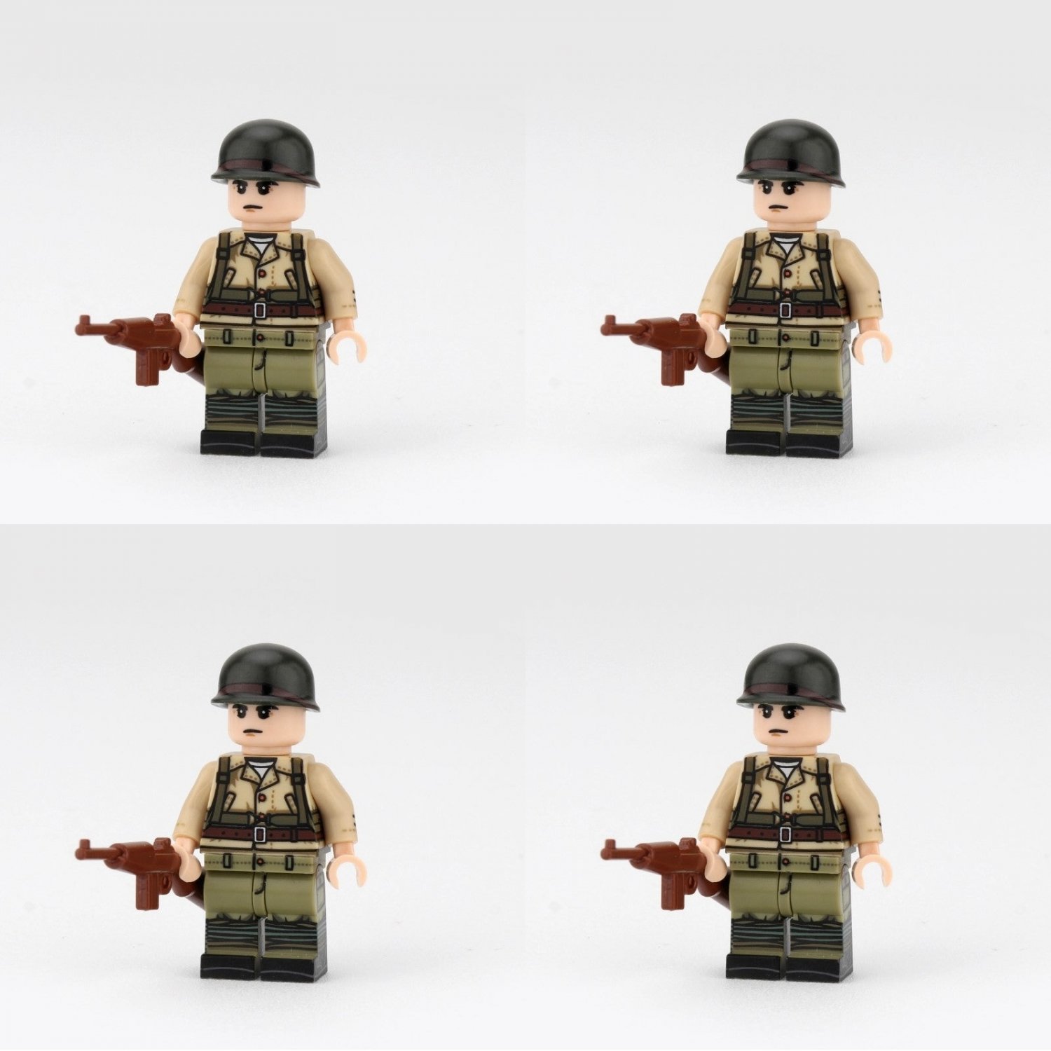 4pcs WW2 US Army The Pacific War Infantry Soldiers Minifigures Accessories