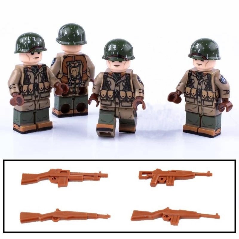 4pcs Korean War (1951) US Army 2nd Infantry Division Minifigures Set Accessories