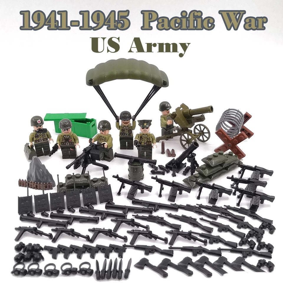 WW2 US Army Asia&acirc;��Pacific War Soldier Officer Minifigures Weapons Accessories