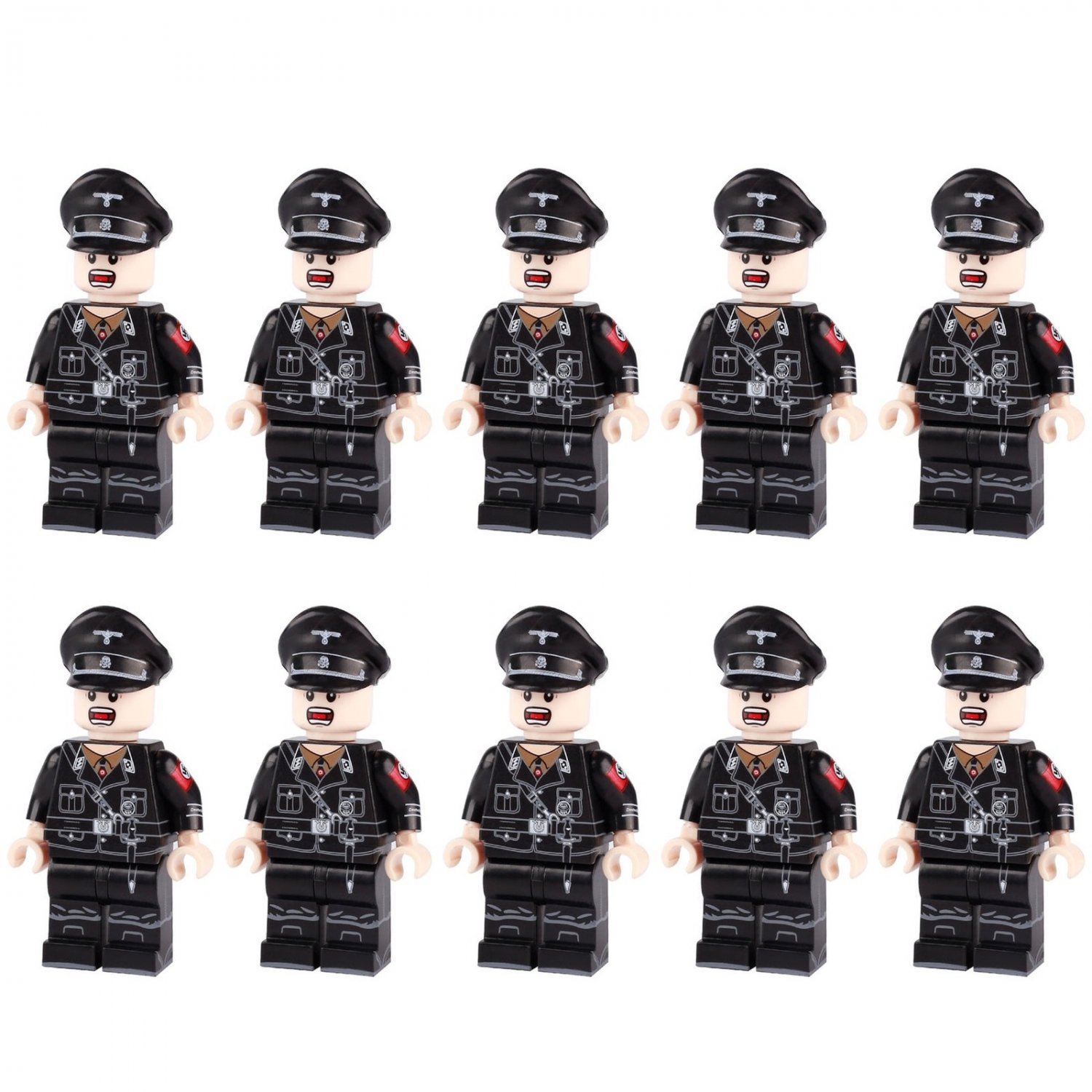 10pcs WW2 German Army 3rd SS Division Totenkopf Officers Minifigures Accessories