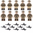 10pcs WW2 United Kingdom British Infantry Soldiers Minifigures Accessories