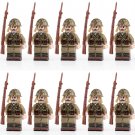 10pcs WWII Japanese Soldiers Minifigures Weapons and Accessories