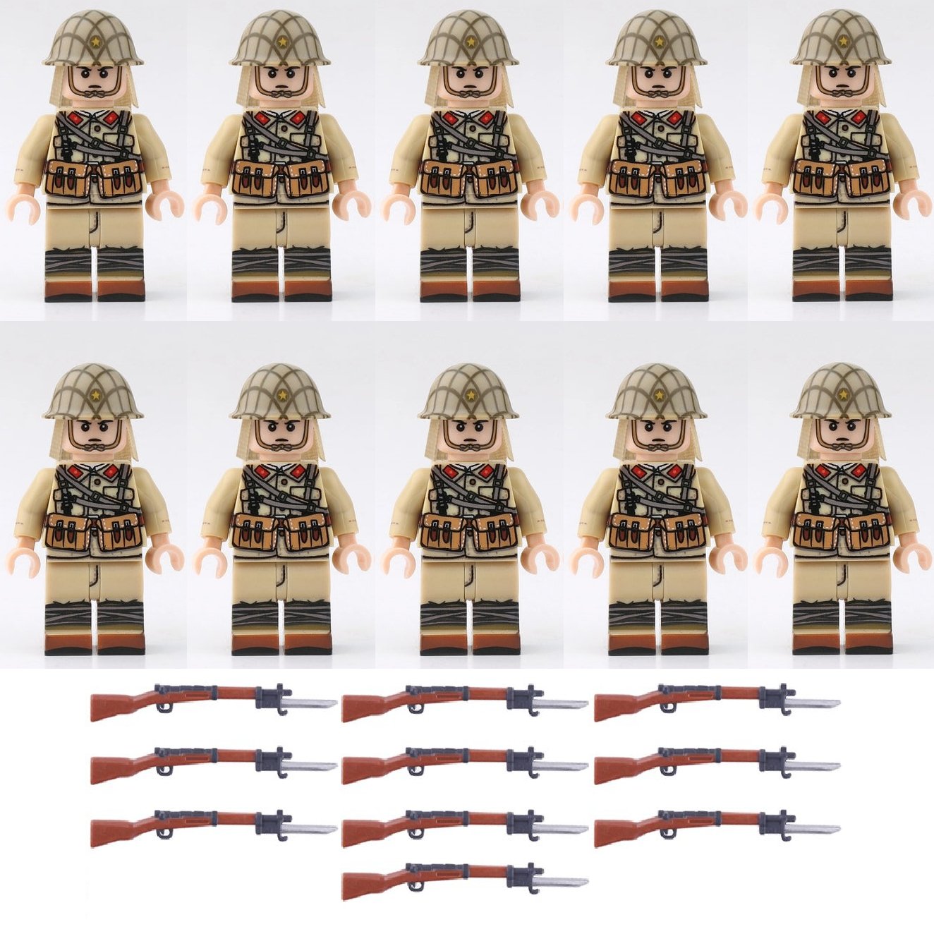 10PCS WW2 Imperial Japanese Army Bullet Thrower Soldiers Minifigures Accessories