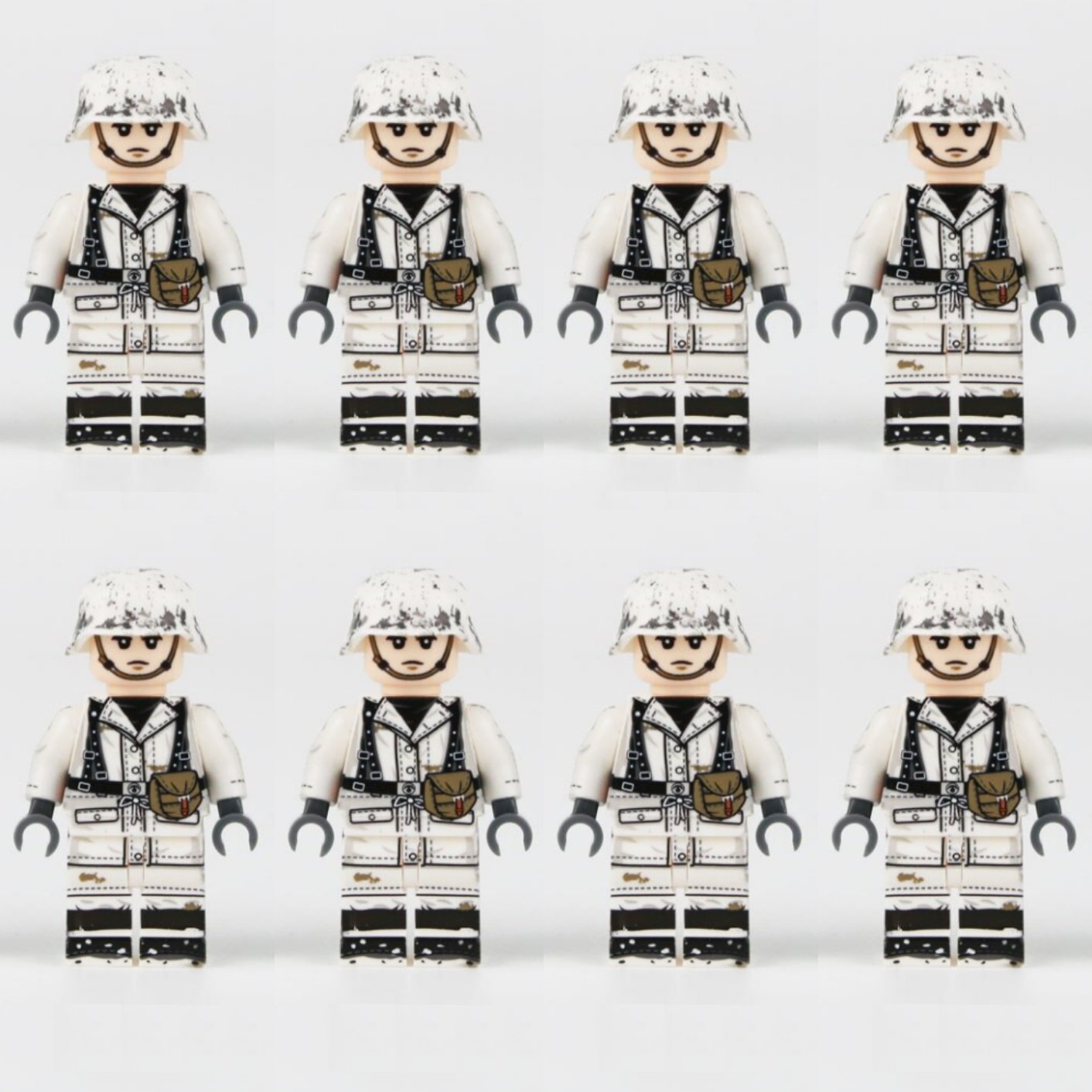 8pcs WW2 German Assault Infantry Winter Uniform Minifigures Accessories
