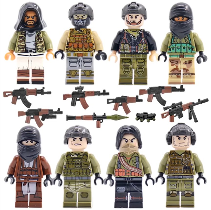 8pcs Rebels Scarf Mask Military Conflict Battle Minifigures Weapons Accessories