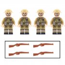 4pcs WW2 British Infantry UK Army Soldiers Minifigures Weapons and Accessories