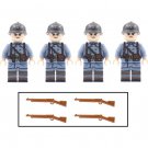 4pcs WW1 World War I French Soldiers Minifigures Set Weapons and Accessories