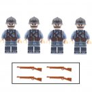 4pcs WW1 French Army Soldiers Minifigures Set Weapons and Accessories