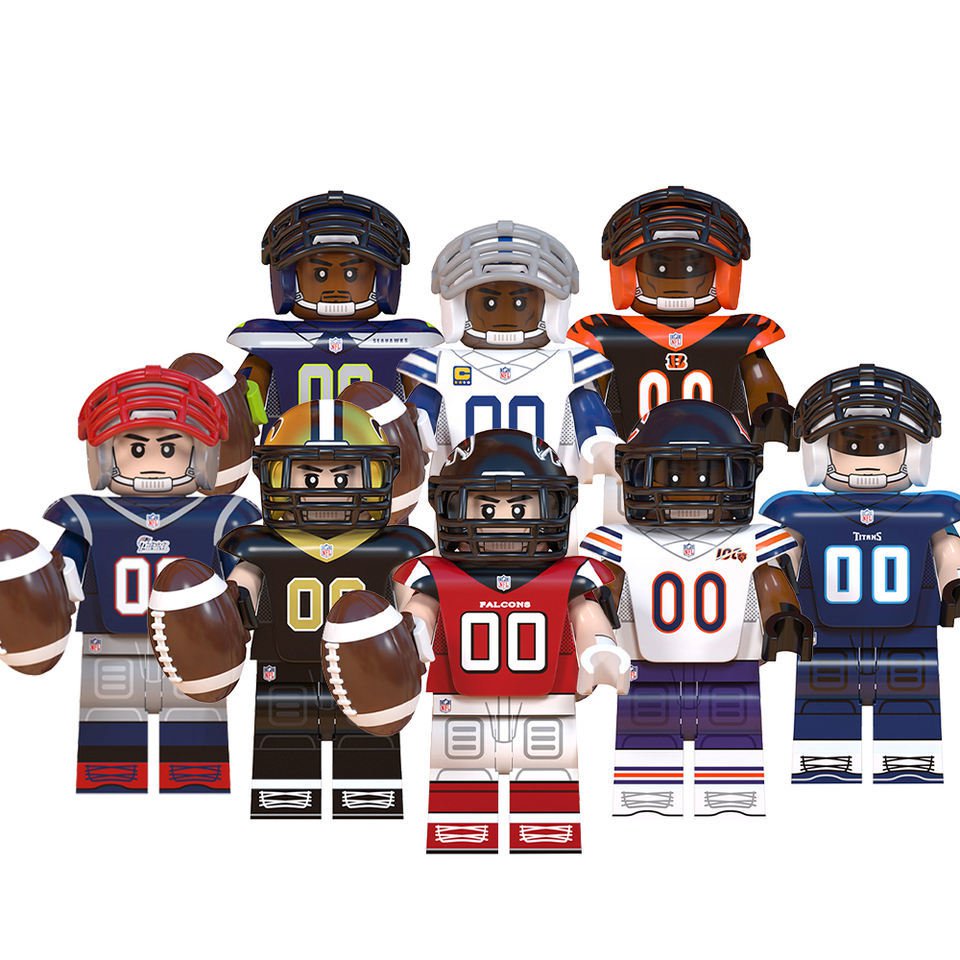 8pcs Rugby Players NFL Super Bowl Minifigures Saints Titans Falcons Bengals