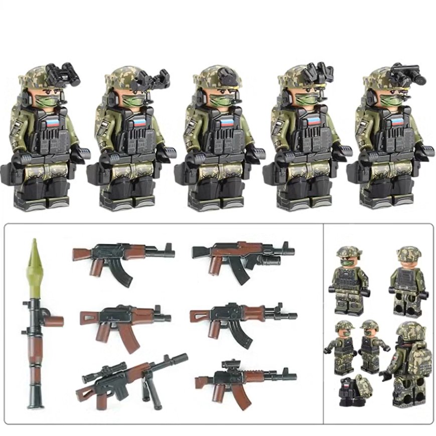5pcs Russia-Ukraine War Russian Armed Forces Minifigures Accessories