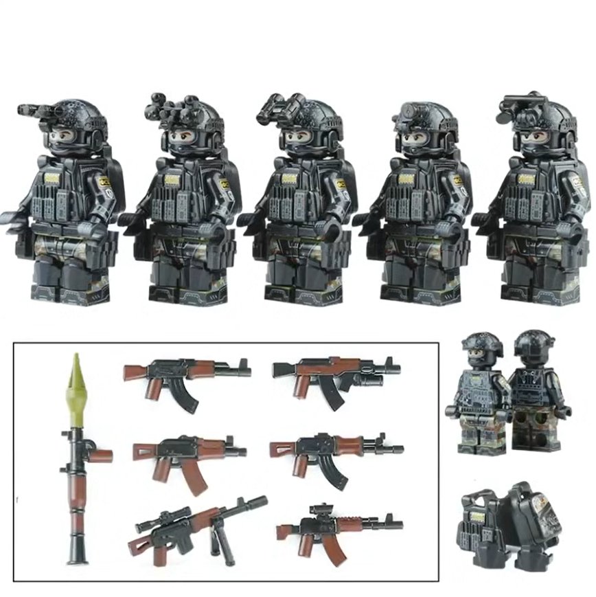 5pcs Russian Spetsnaz FSB Alpha Group Commando Minifigures Accessories