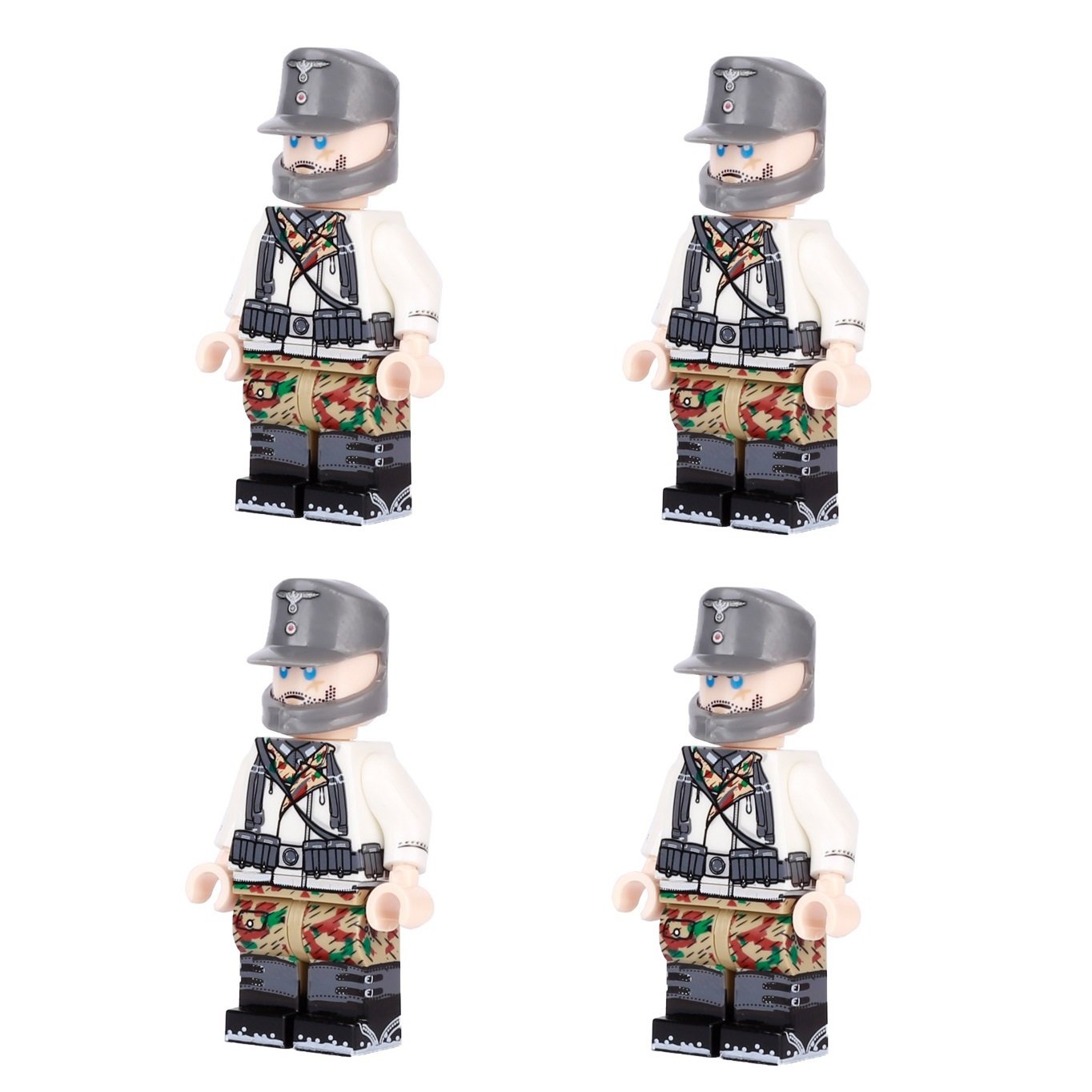 4pcs  WW2 German Wehrmacht Winter Soldiers Minifigures Accessories
