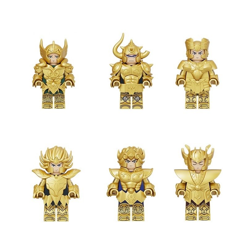 6pcs Saint Seiya Aries Mu Gemini Saga Virgo Shaka Taurus Minifigures Set