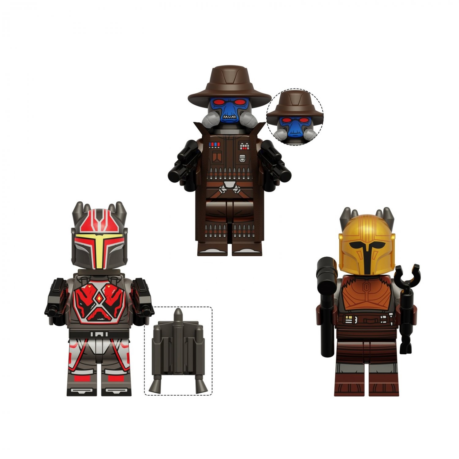 3pcs Star Wars The Mandalorian Gar Saxon The Armorer Cad Bane Minifigures Set