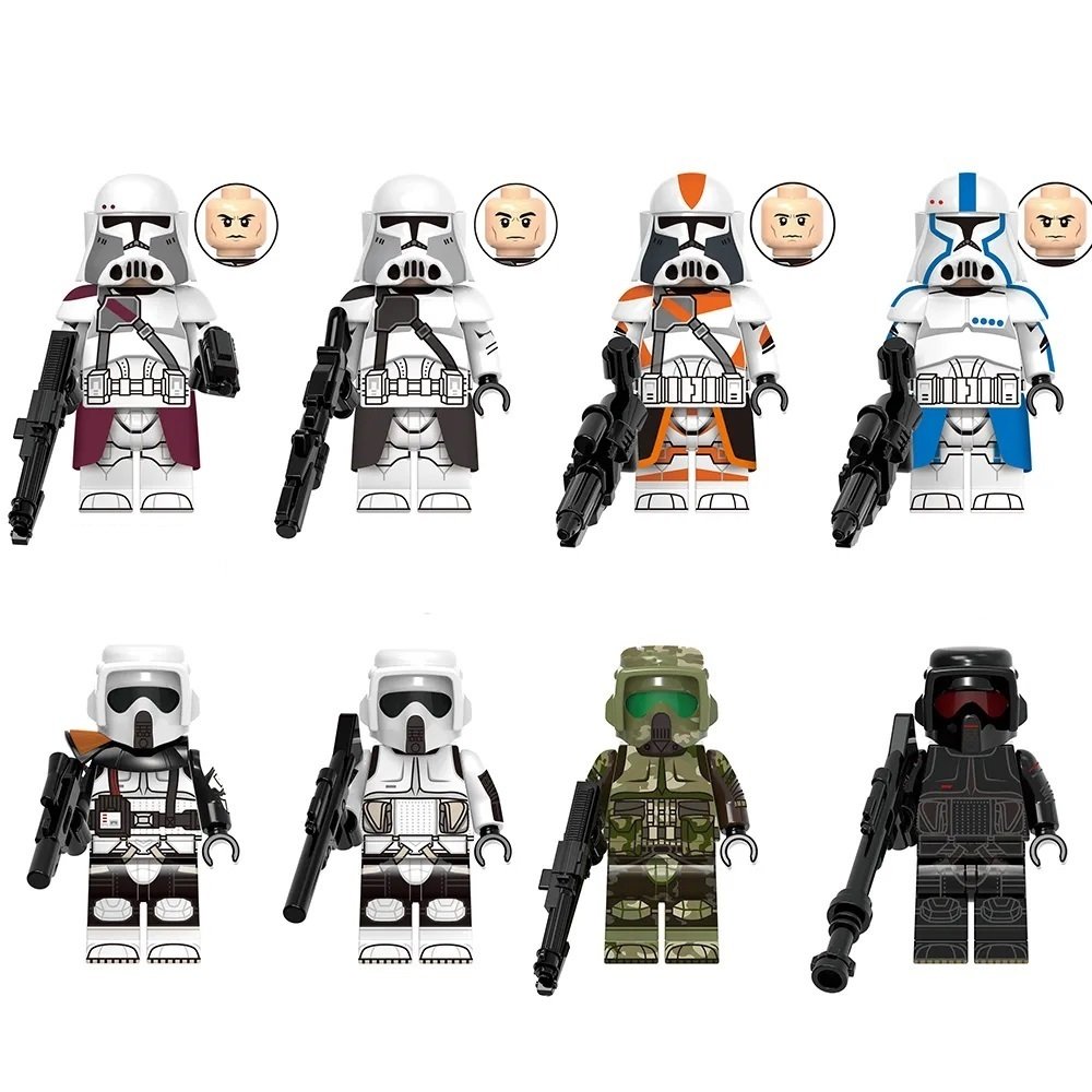 8pcs Star Wars Clone heavy troopers and Scout troopers Minifigures Set