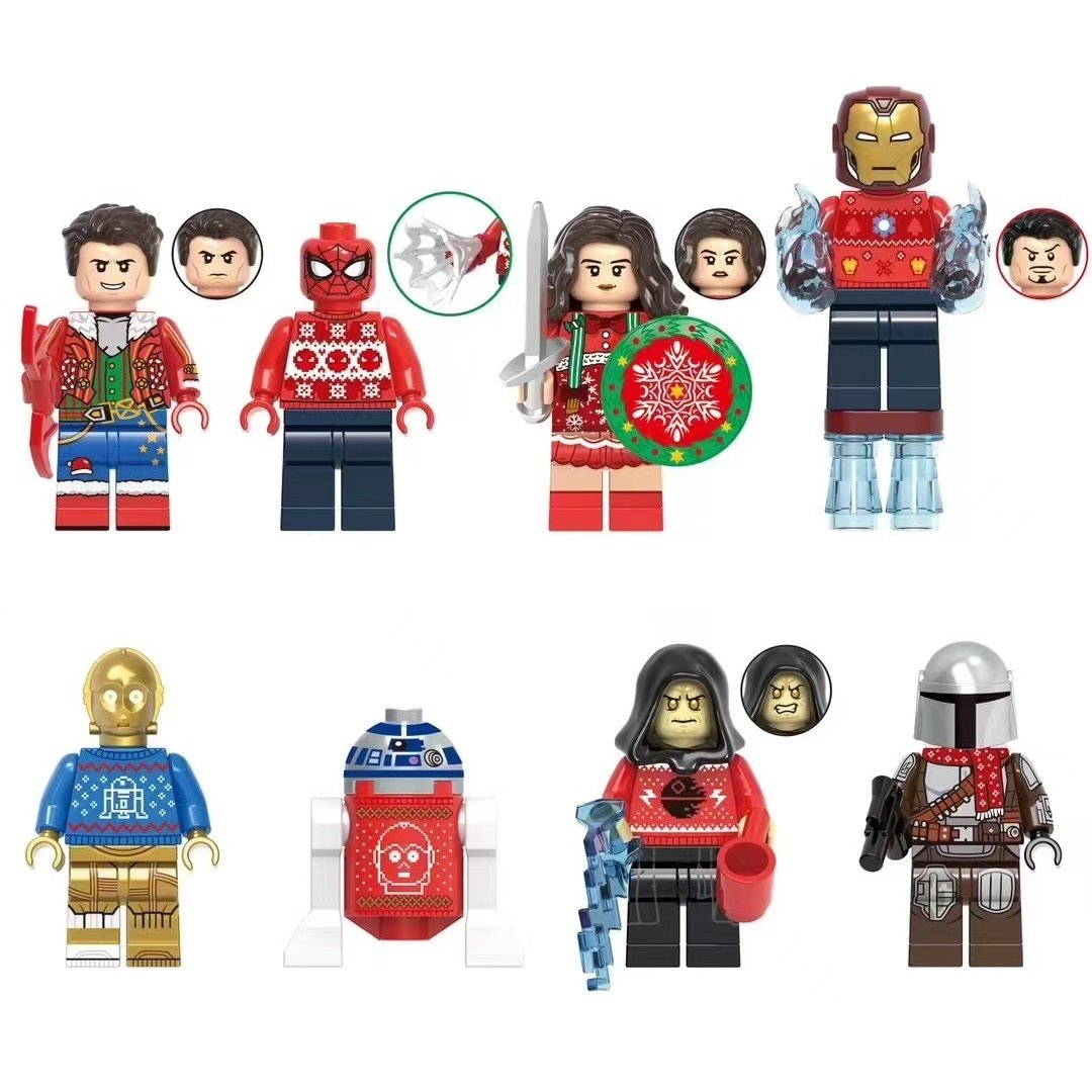 8pcs Christmas Series Iron Man Spider-Man Batman Star Wars C-3PO Minifigures Set