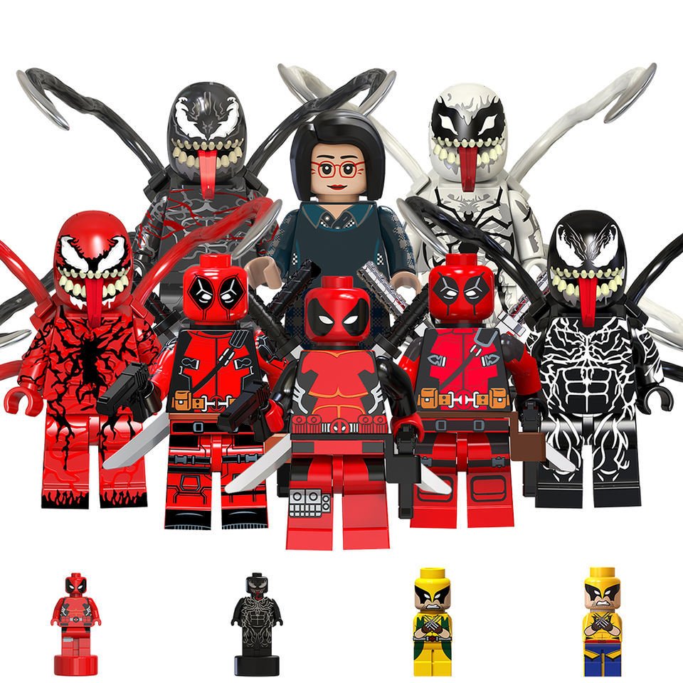 8pcs Marvel Venom Riot Carnage Anti-Venom Mrs. Chen Deadpool Minifigures Set