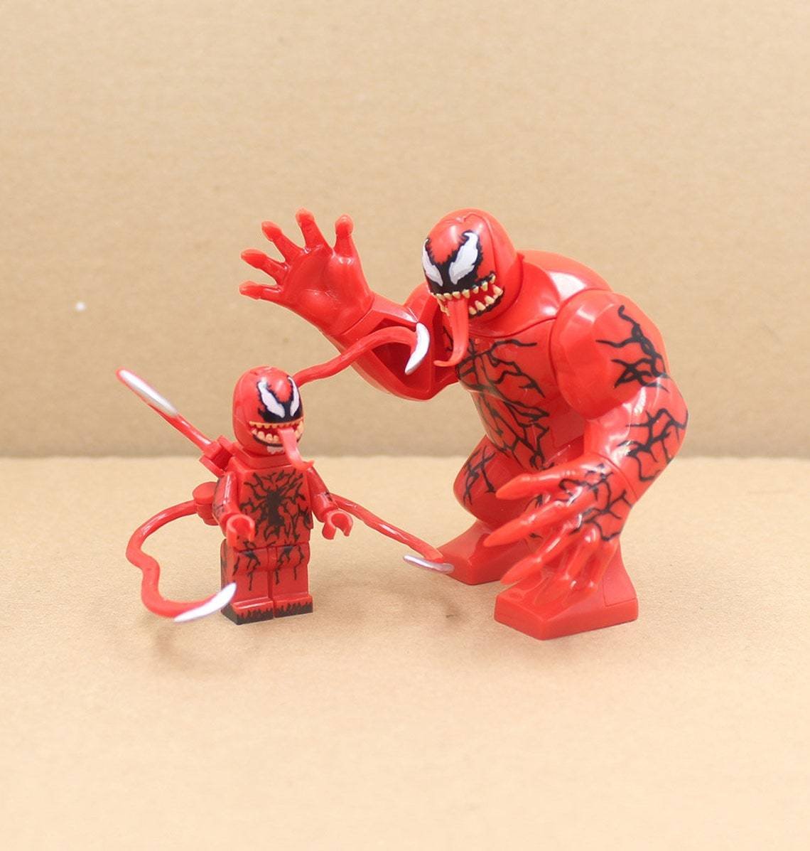 2pcs Big Size Carnage and Baby Carnage Marvel Venom Spider-Man Minifigures Set