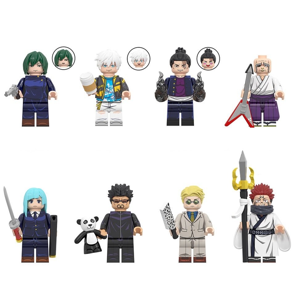 8pcs Jujutsu Kaisen Minifigures Set Satoru Gojo Kasumi  Sukuna Yaga Gakuganji