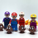 4pcs Super Mario Wario and Waluigi with Goomba Minifigures Set