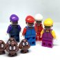 4pcs Super Mario Wario and Waluigi with Goomba Minifigures Set