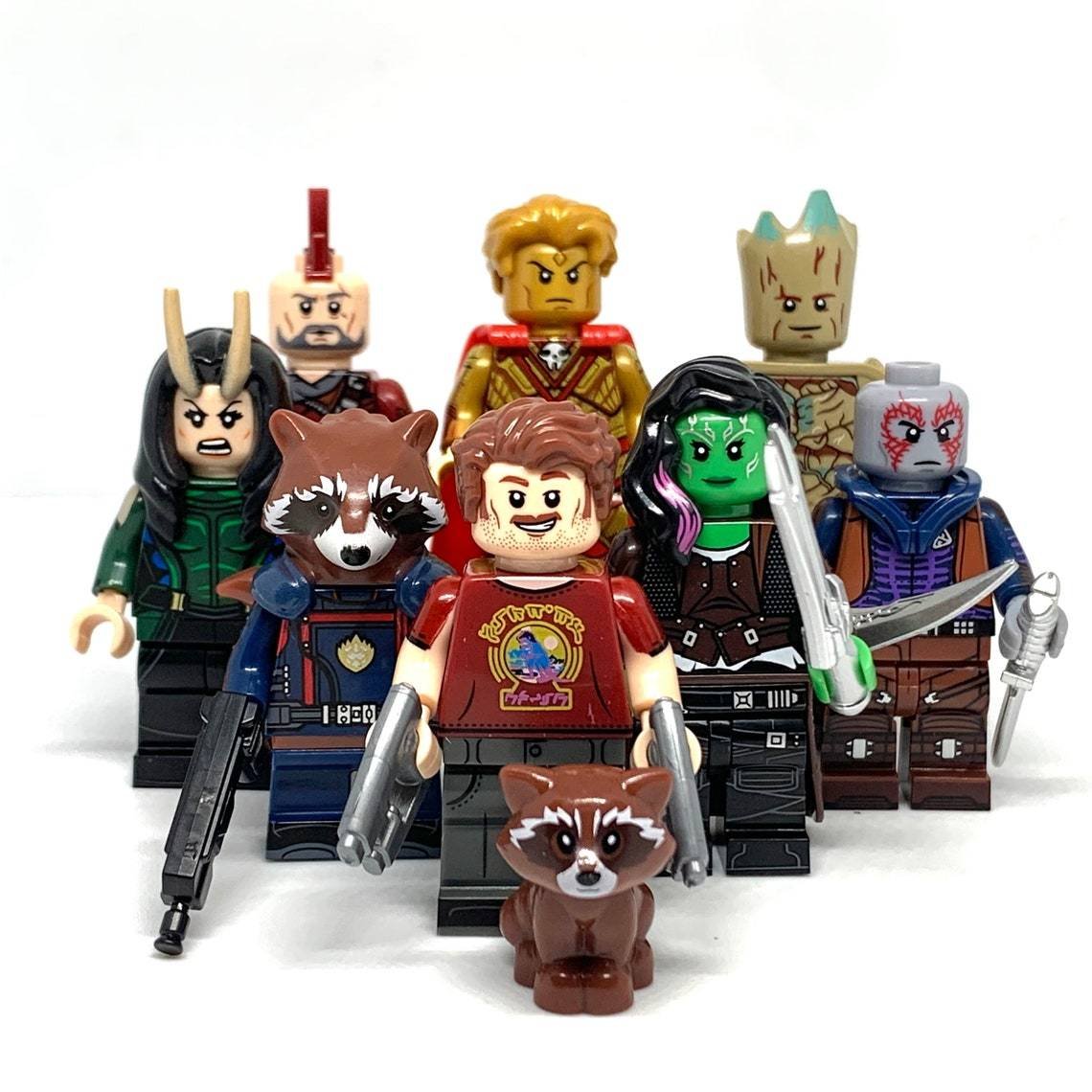 8pcs Guardians of the Galaxy Rocket Adam Warlock Groot Gamora Minifigures Set