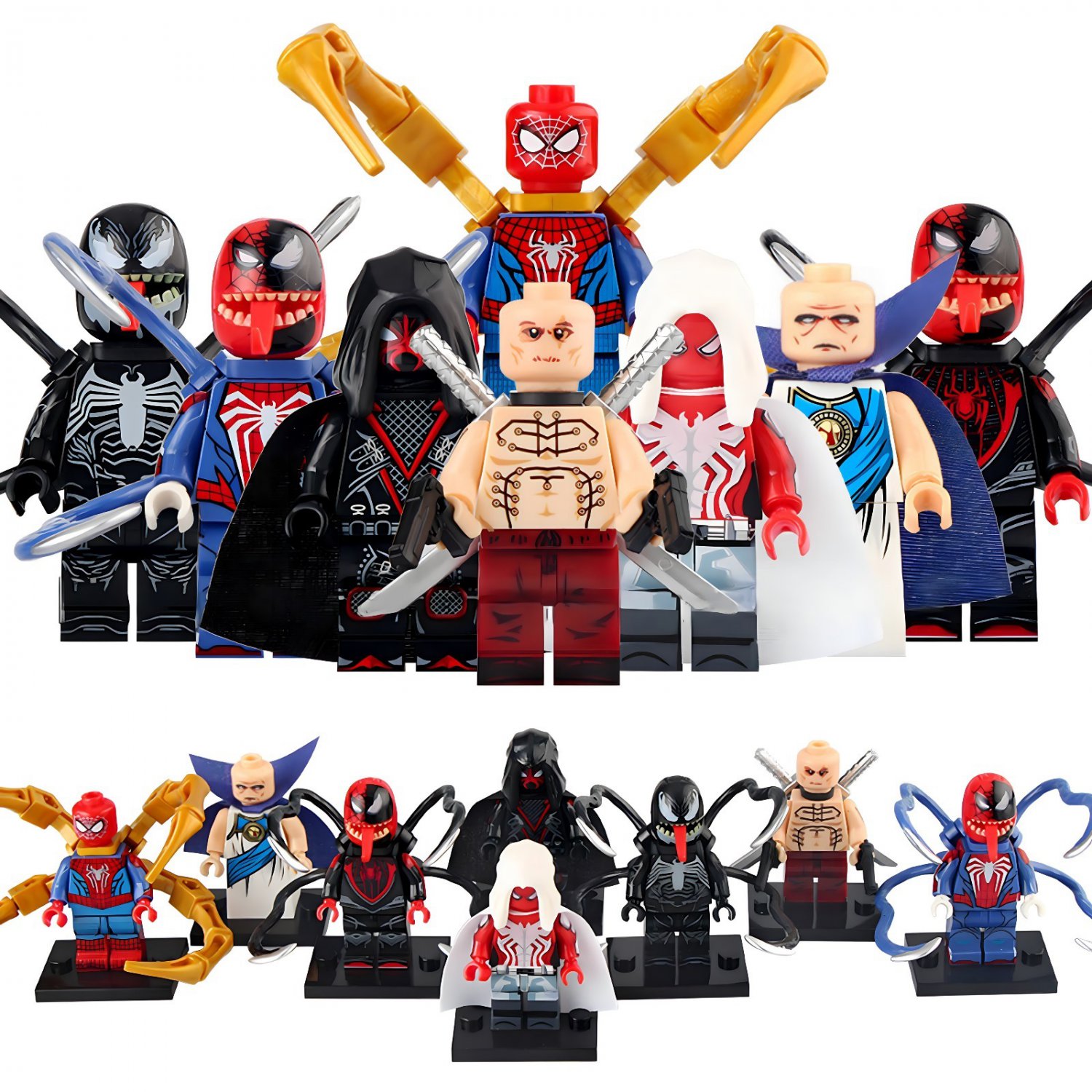 8pcs Venom Spider-Man Shadow-Spider Arachknight Wade Wilson Minifigures Set