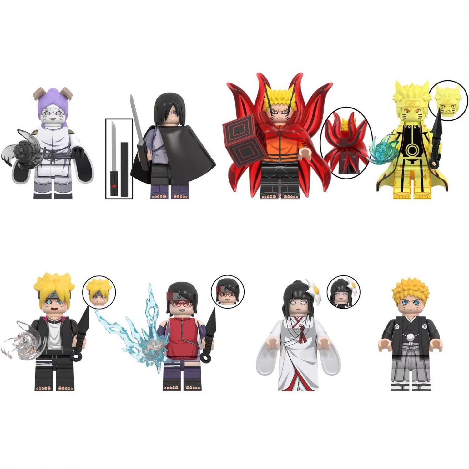 8pcs Naruto Hinata Wedding Boruto Momoshiki Sasuke Sarada Minifigures Set
