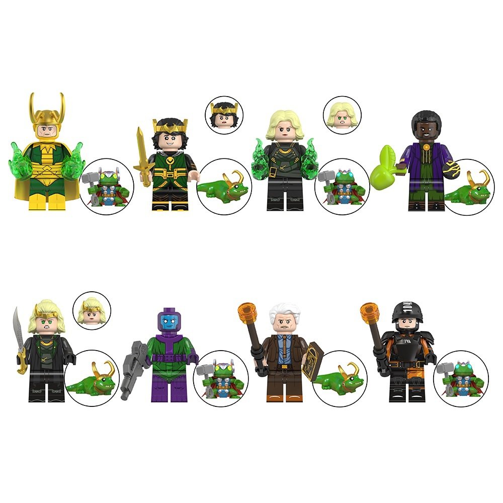 8pcs Marvel Loki Sylvie Mobius Kang Classic Loki TVA agent Minifigures Set