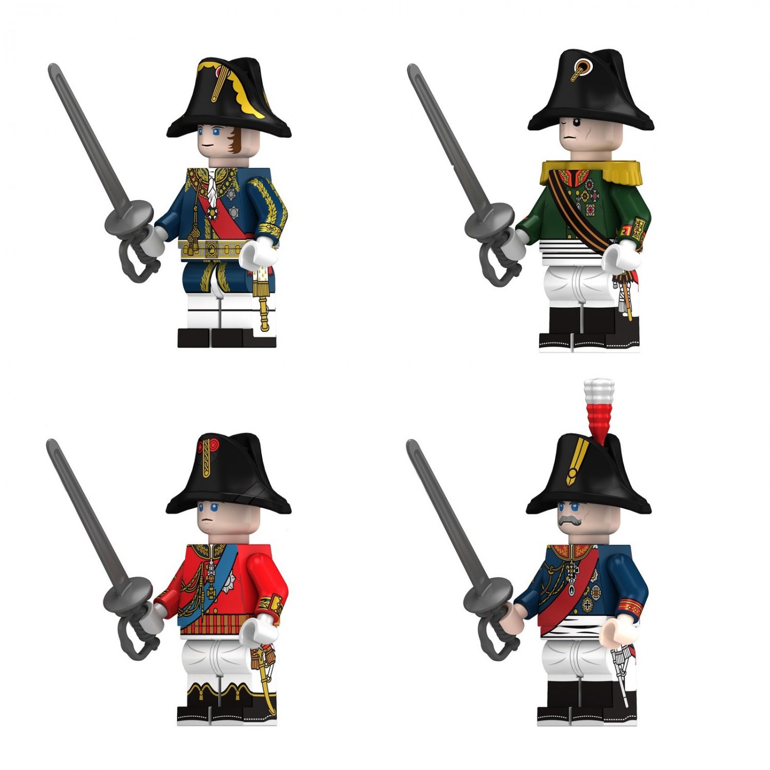 4pcs Napoleonic Wars Murat Mikhail Kutuzov Blucher Wellesley Minifigures Set