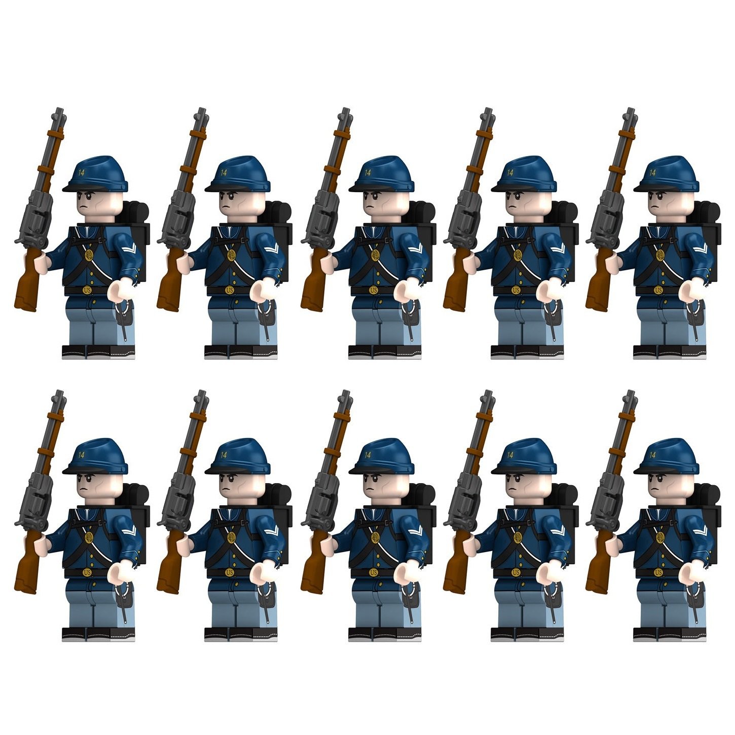 10pcs American Civil War The 14th Connecticut Infantry Regiment Minifigures Set