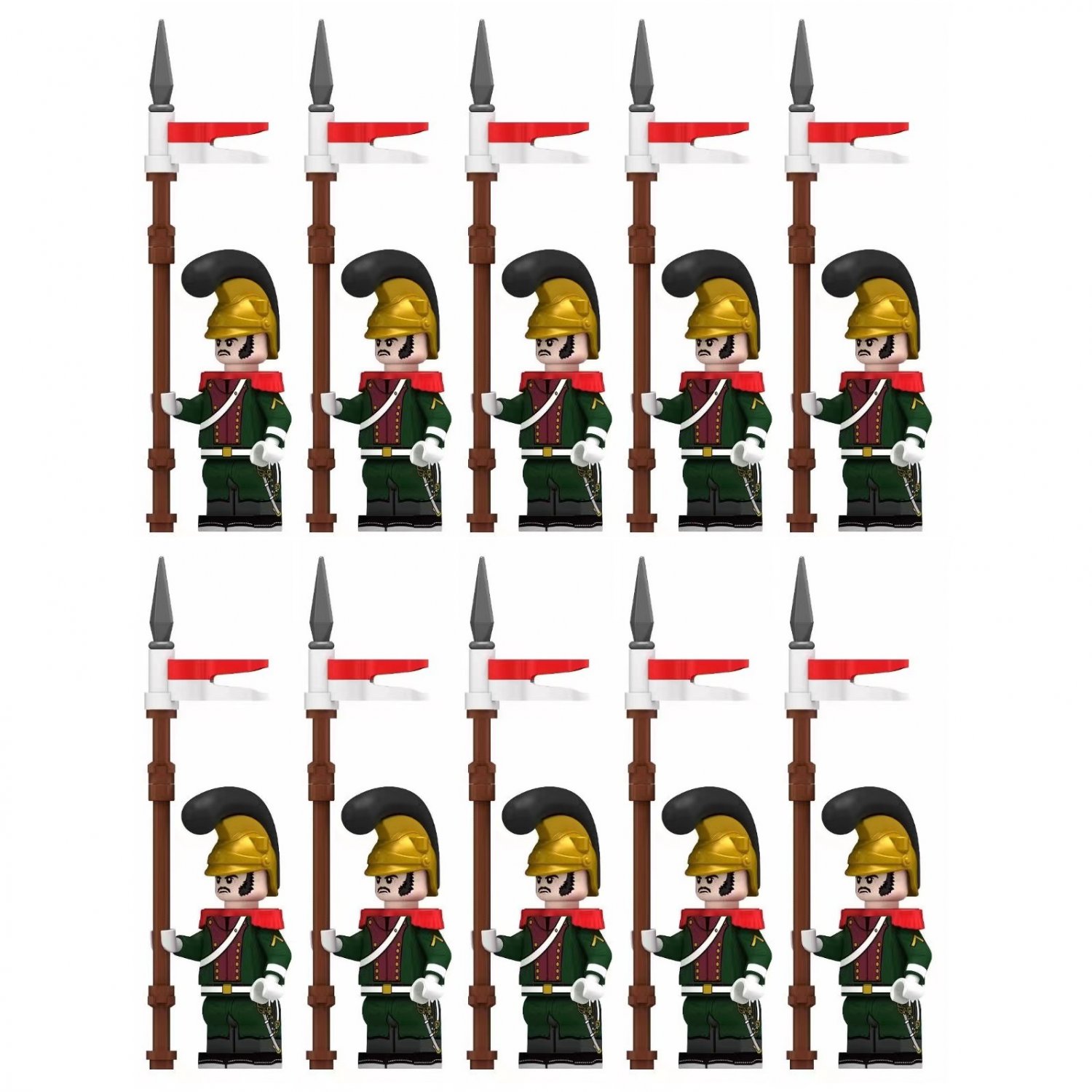 10pcs Napoleonic Wars French Line Lancers Soldiers Minifigures Set