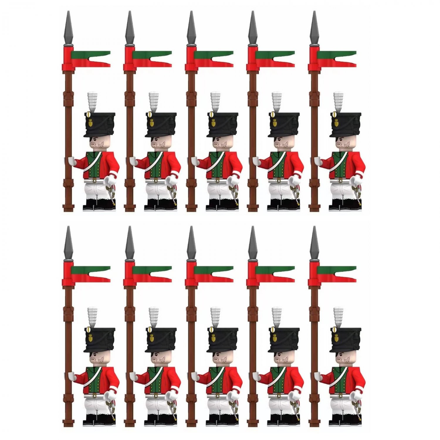 10pcs Napoleonic Wars Saxon Cavalry Soldiers Sachsen ulanen Minifigures Set