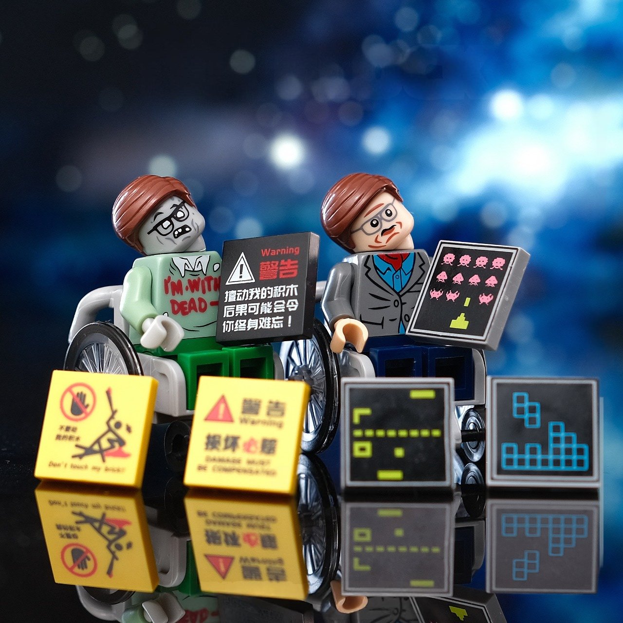 2pcs Scientist Stephen Hawking and Zombie Hawking Minifigures Building Toys
