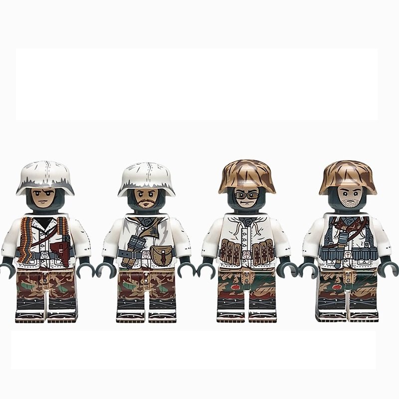 WW2 Winter Snow Camouflage German Army Minifigures Toy Gifts for children