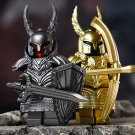 2pcs Dark Souls Black Knight and Silver Knight Minifigures Building Toys