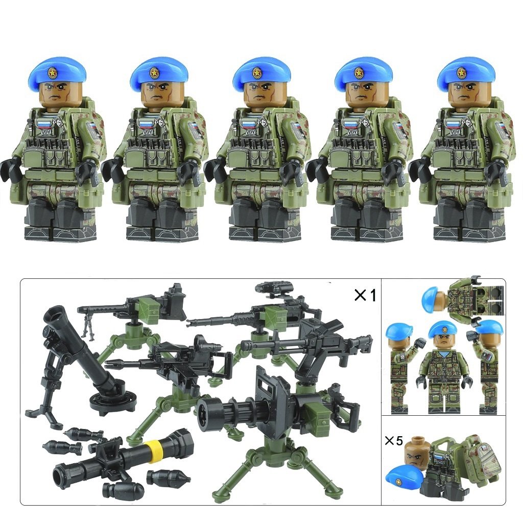 5pcs Military Russian Army VDV Airborne Forces Minifigures Building Toys