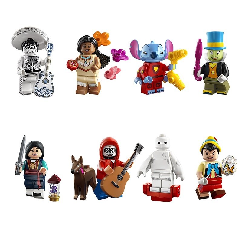 8pcs Coco Cartoon Miguel Rivera Baymax Hector Stitch Minifigures Toy Gifts