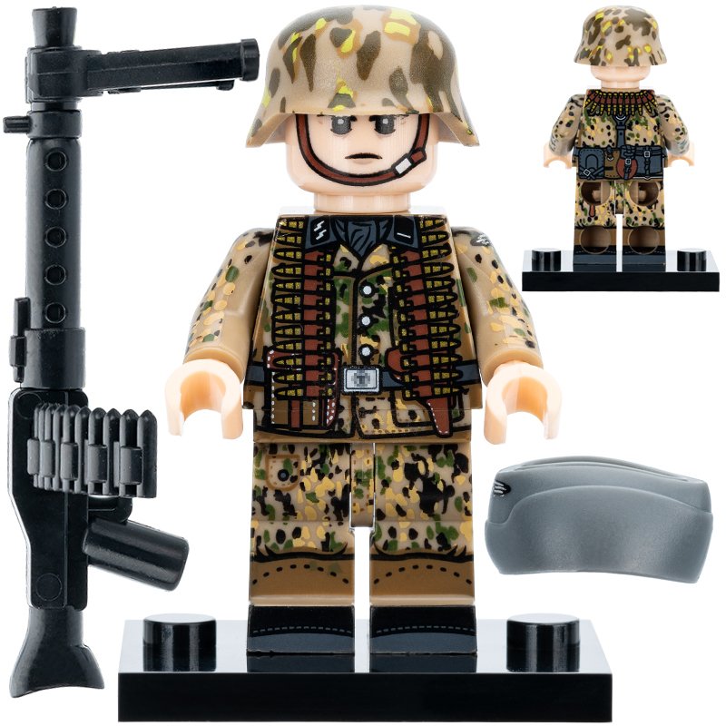 WW2 German Erbsenmuster Camo Machine gun soldier Minifigures Minifigs Toy Gift