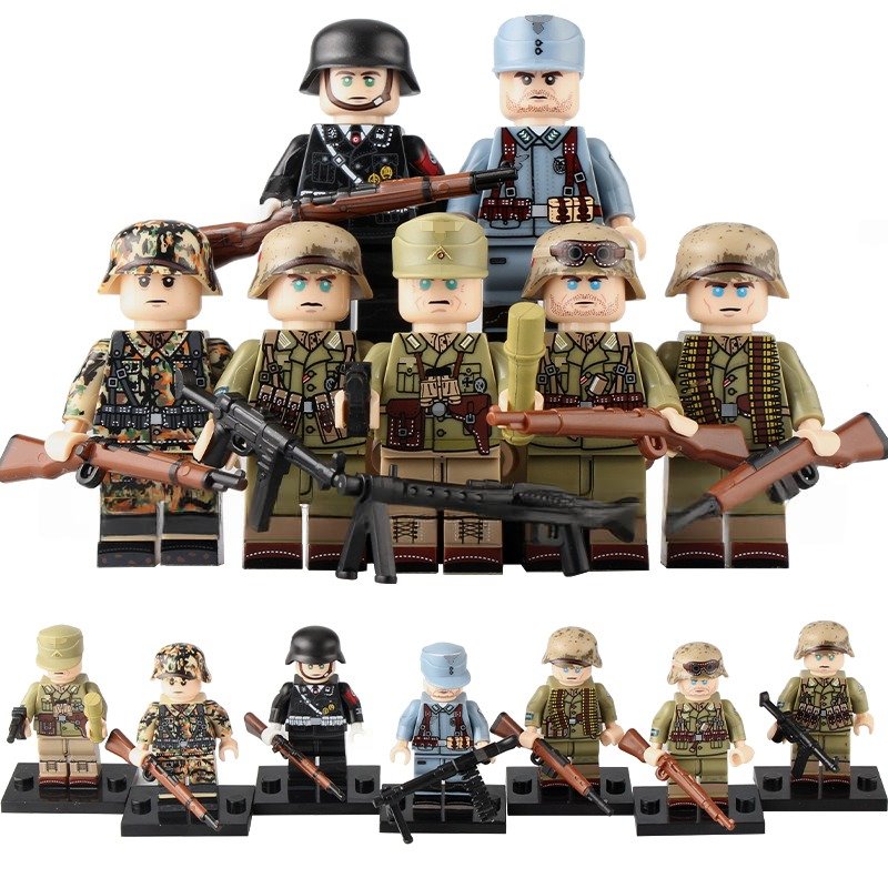 7pcs WW2 German Honor Guard German Luftwaffe and Afrika Korps Minifigures Toys