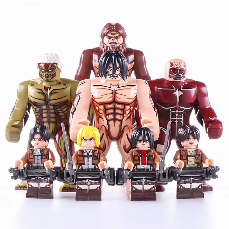 8pcs Attack on Titan Allen Mikasa Levi Ackerman Eren Yeager Minifigures Toy Gift