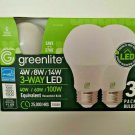 Greenlite LED 3 Way Bulbs 3 Pack 4/8/14W EnergyStar 40/60/100W 25K hrs