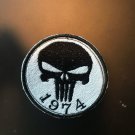 Skull 3" Patch Black & White Iron-On Military 1974